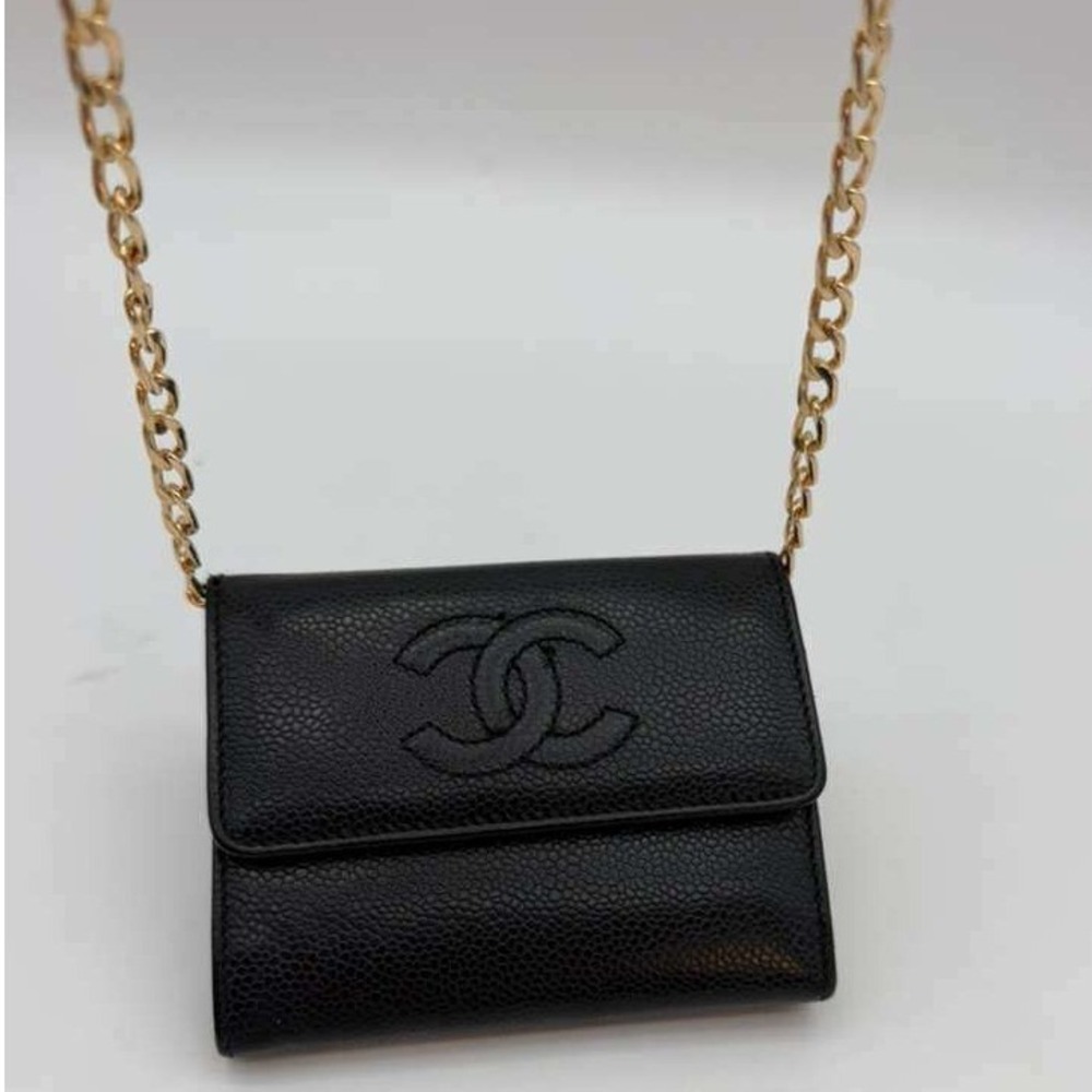 Chanel CC Black Caviar Leather Wallet Authentic Vintage With Certificate - Picture 16 of 16